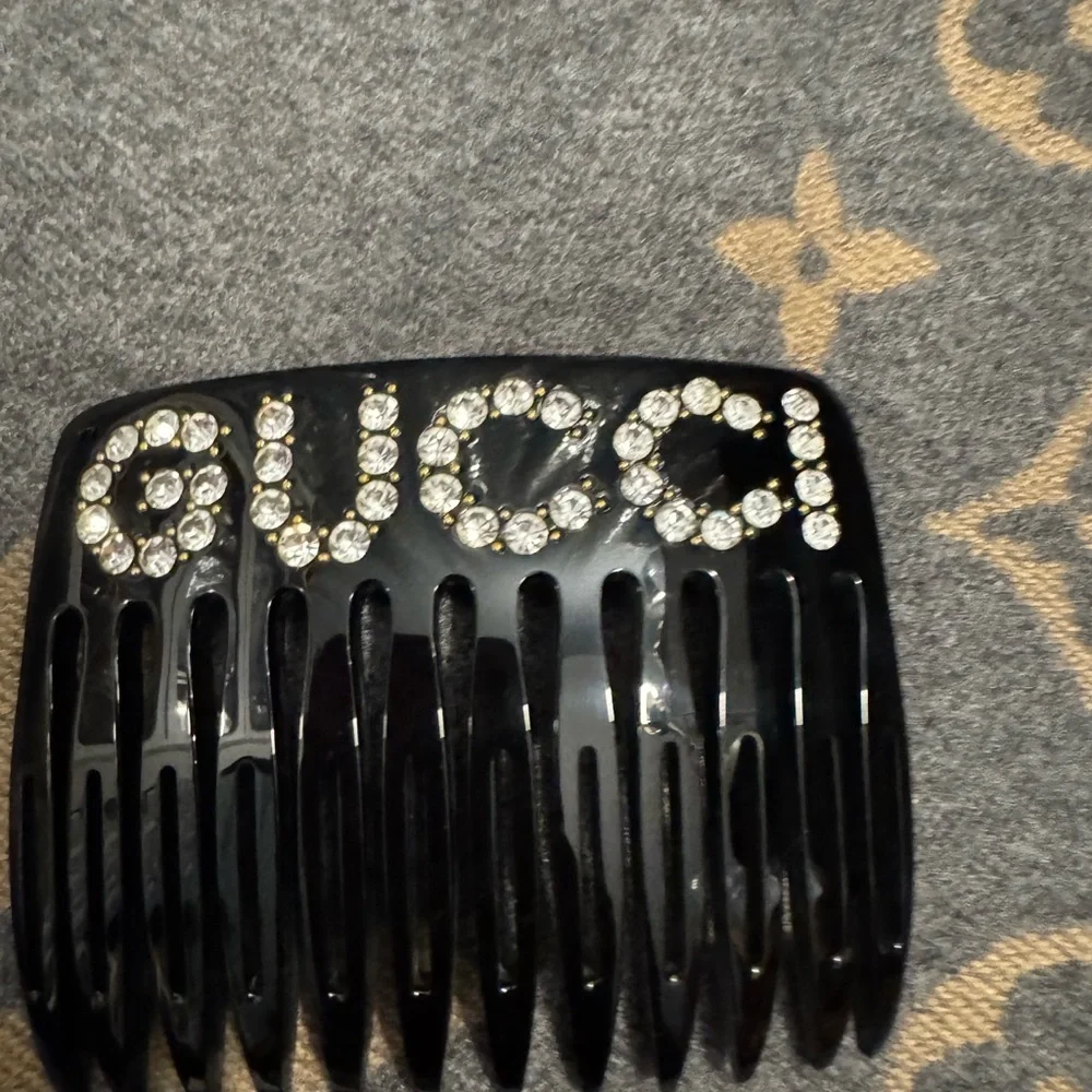 Gucci Black Hair Comb with Crystal Accents